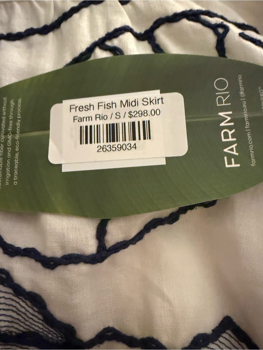 Farm Rio Women’s White Fish-Print Maxi Skirt - Picture 3 of 5